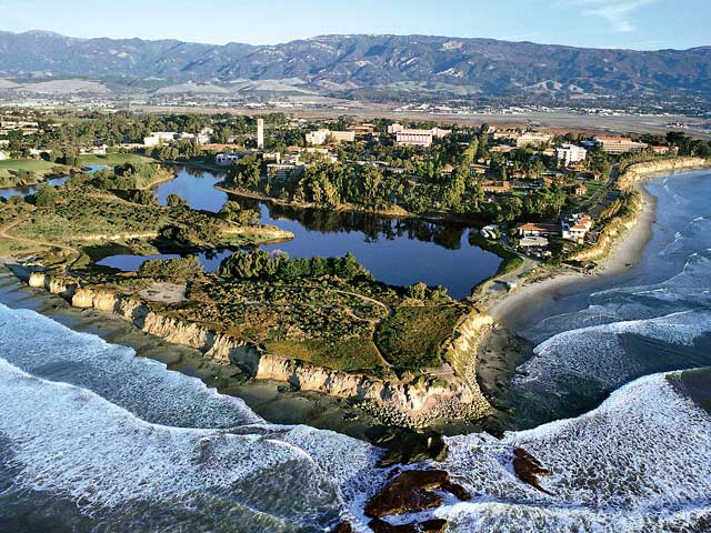 A view of the UCSB campus from the ocean